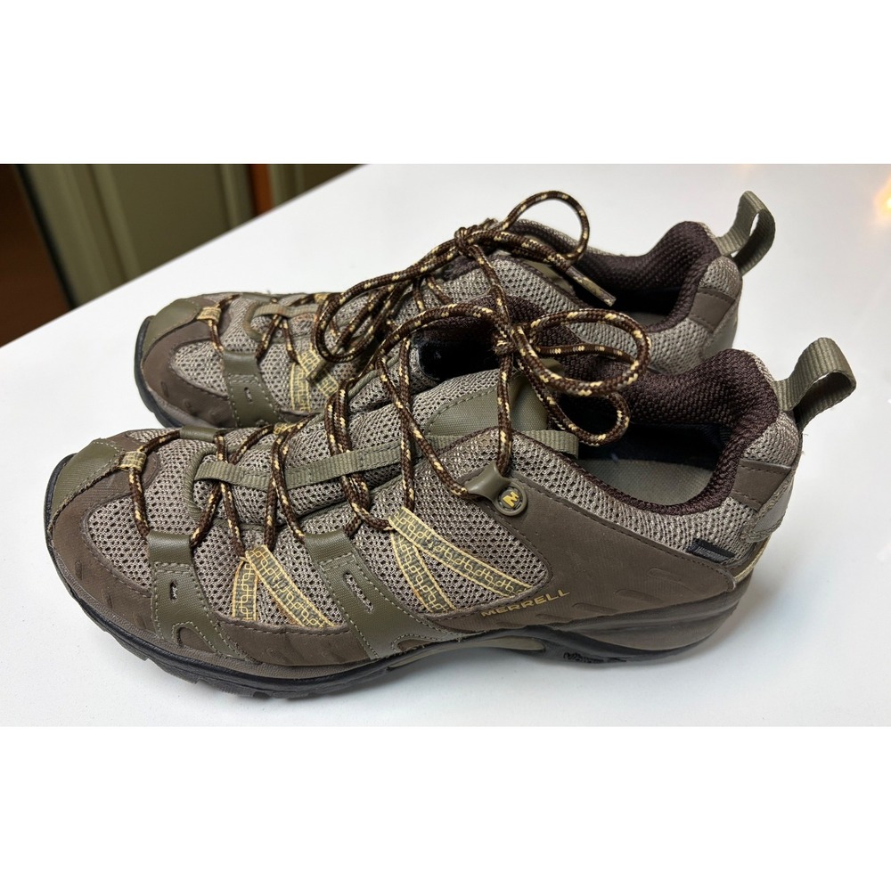 Merrell Brindle Women's Size 9 Brown Olive Hiking Trail Shoes Lace Up